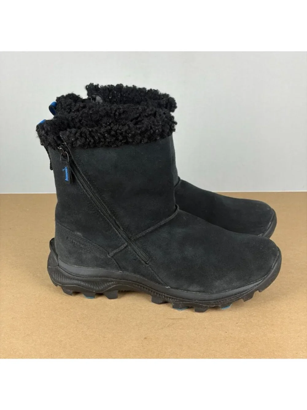 Merrell Icepack 2 Faux Fur Lined Winter Boots Womens 9 Black Side Zip Warm